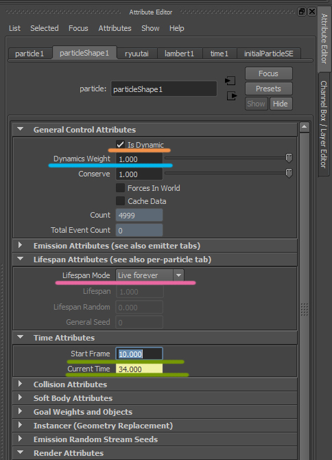 Maya わかれば楽しい エフェクト パーティクルの設定について Particle Shapeタブ ワタオユム Mayaやafter Effects Photoshop等映像制作ソフト自習ノート